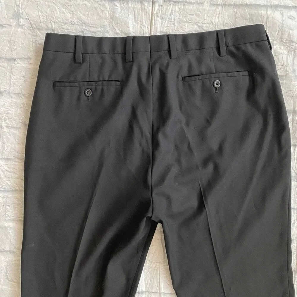 Louis Raphael tailored men 38/34 wool blend pull on dress pants black